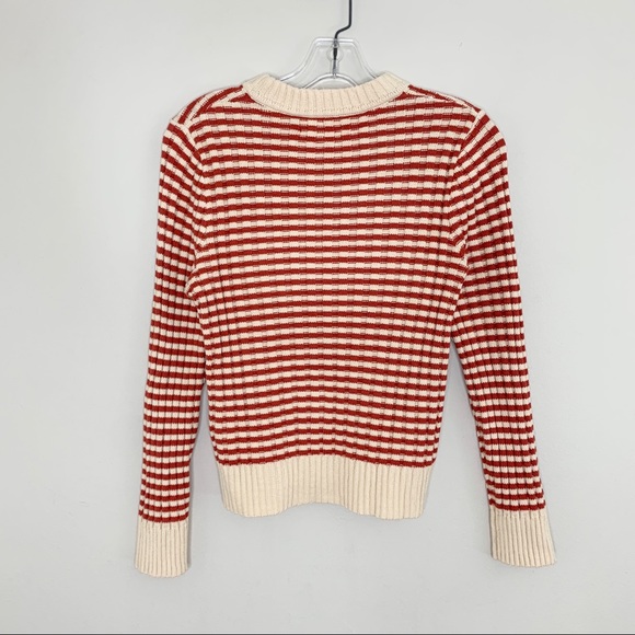 The GREAT. Mini Striped Shrunken Pullover *Scarlet Stripe* - Picture 7 of 12